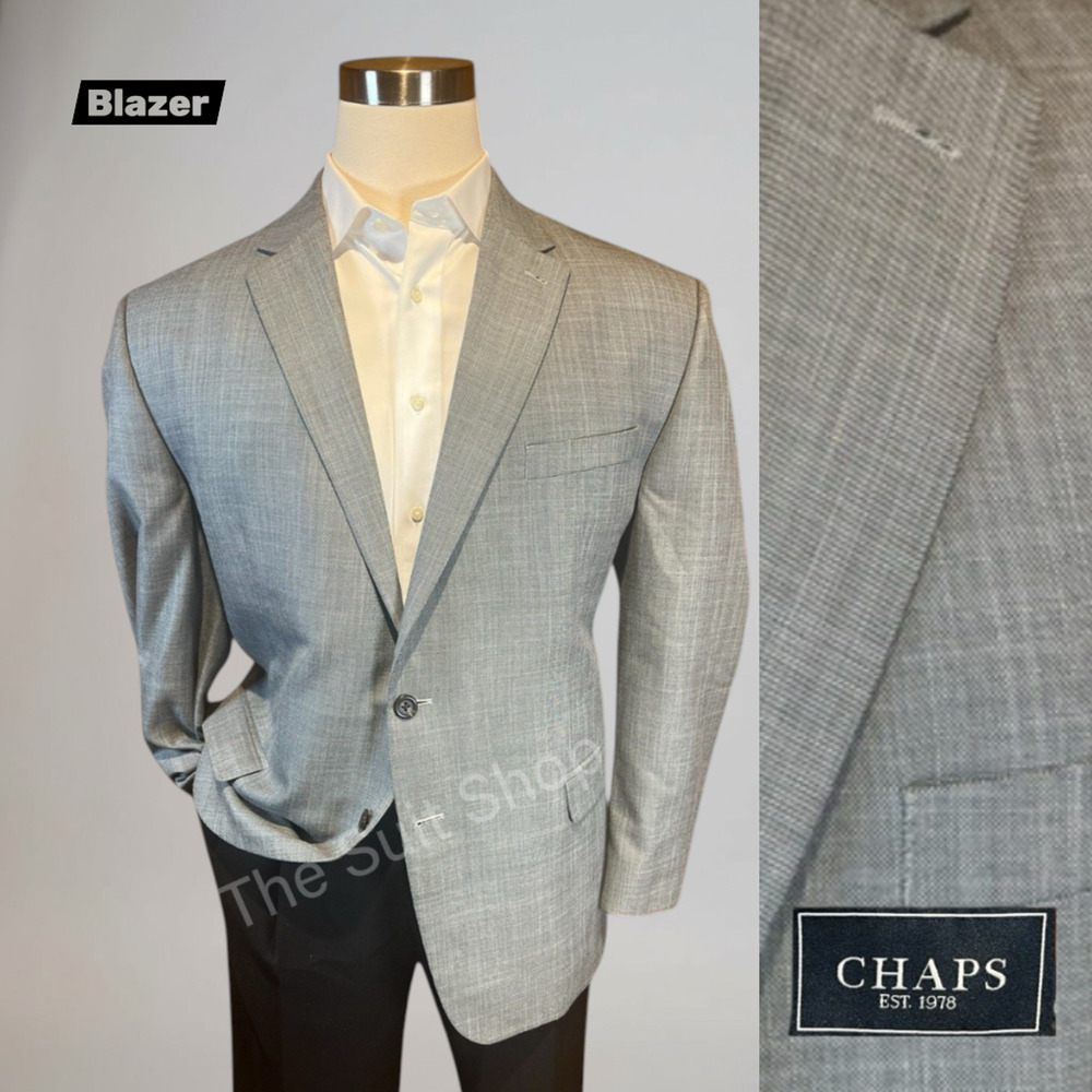 Chaps Ralph Lauren 48R Mens Dove Gray Nailhead Blazer Jacket